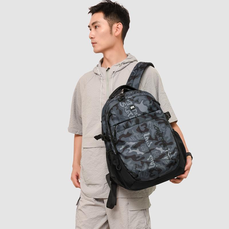 Men's Large Capacity Backpack Junior High School Student Schoolbag Camouflage Print Computer Backpack