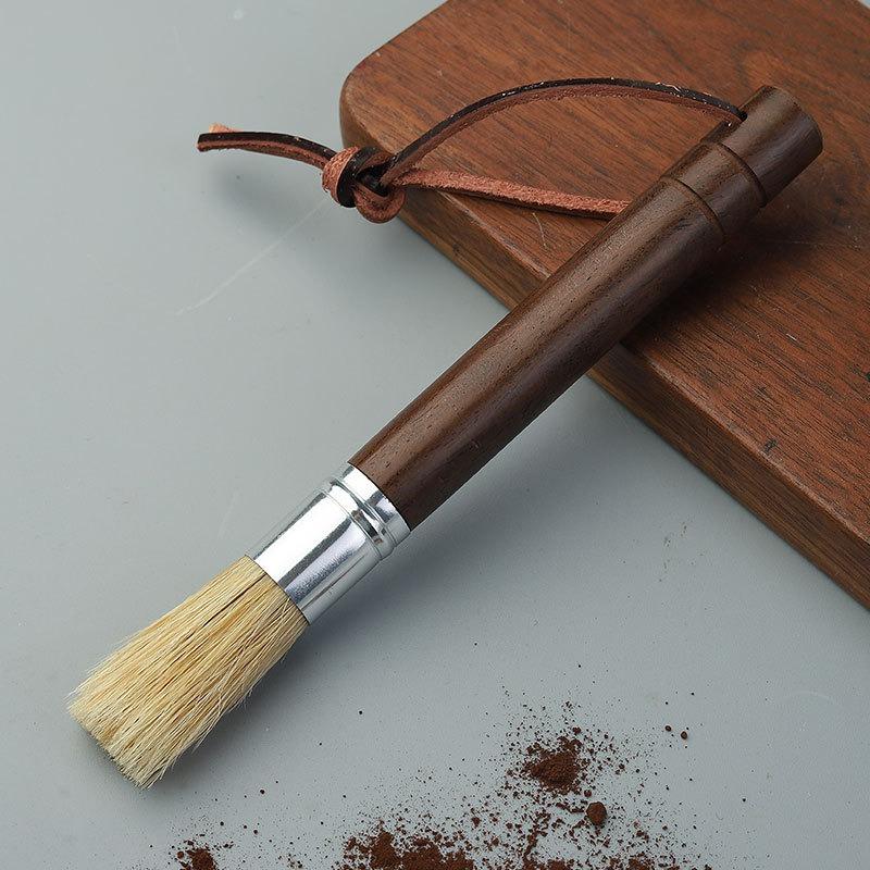 1Pc Coffee Powder Cleaning Brush Grinder Cleaning Brush Coffee Bar Wooden Handle Brush Bristle Brush Coffee Painting