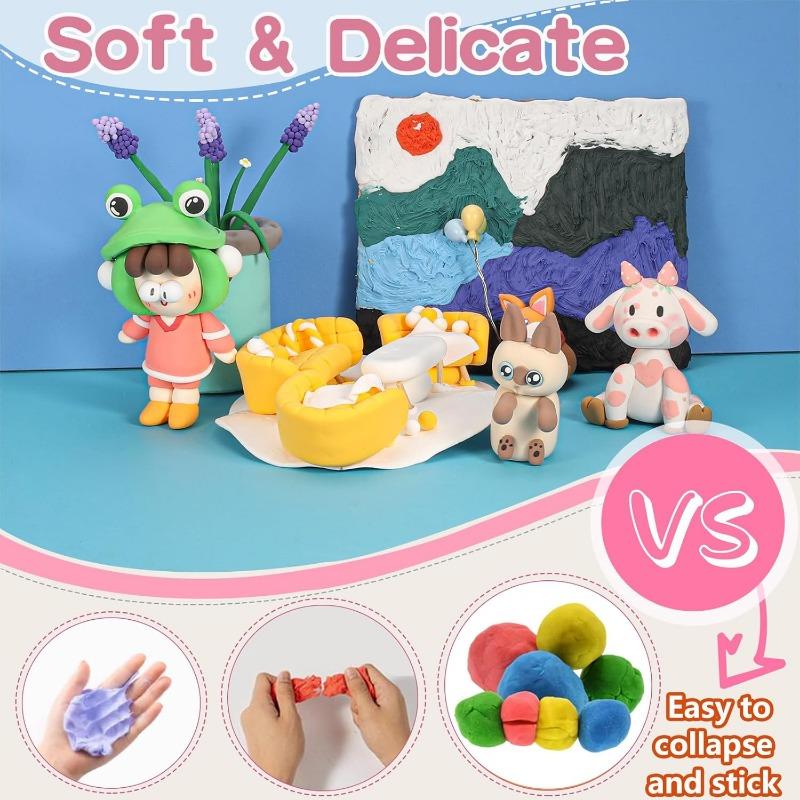 Air Dry Clay Kit with Tools, Ultra Light, Safe and Non-Toxic, Ideal Gift for Kids