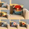 Japanese Waves Cushion Cover Soft Reversible  Durable Pillow Cover  MultiScene Use for Home  Car Daily Comfort