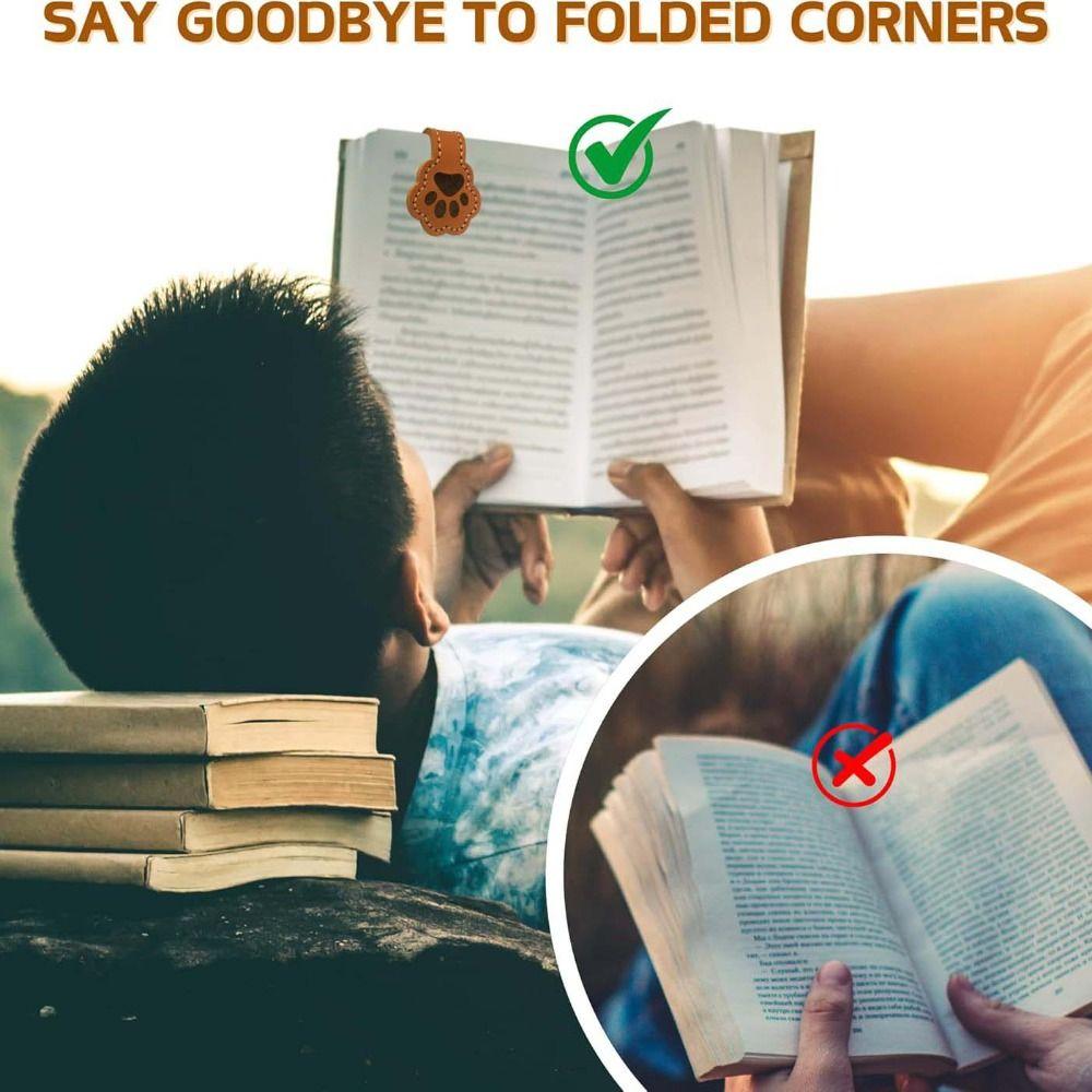 3PCS Magnet Buckle PU Leather Bookmark Vintage Style Cat Face Bookmark Page Divider Library Use