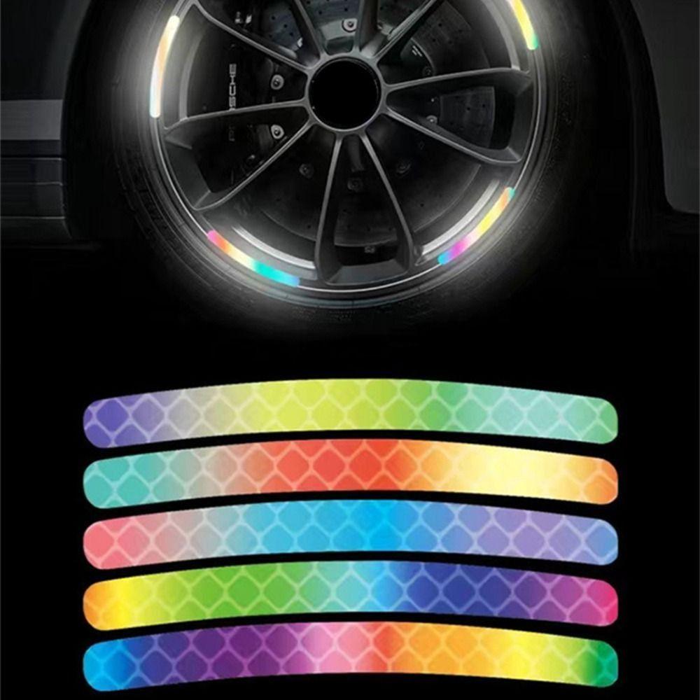 20Pcs Seven-Color Laser Wheel Hub Reflective Sticker Anti-Collision Luminous Sticker  Car