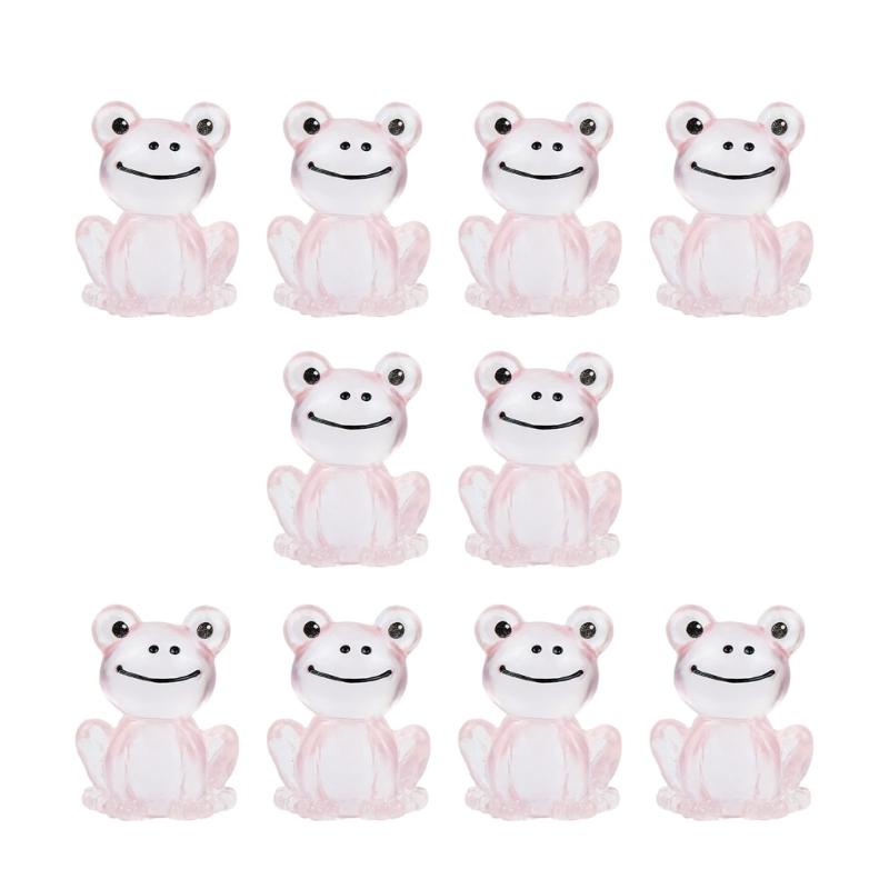 

10 Piece Resin Clear Frogs Sculpture Miniature Garden Ornaments Creative Landscape Home Office Desk Shelf Accessories S розовый