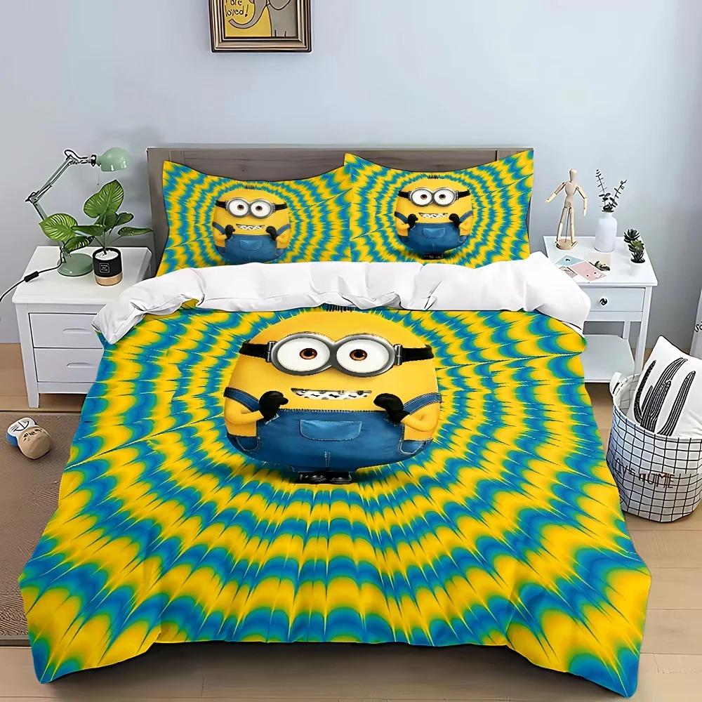 Hot Anime Catoon M-Minions Bedding Set Duvet Cover Pillowcase Bedroom Decoration Full Size Youth Kids Girl Boys Birthday Gift
