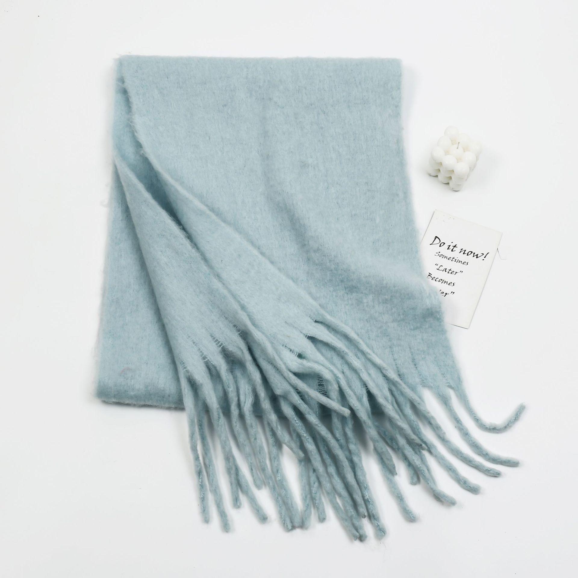 

Autumn and winter solid color imitation cashmere beard scarf women s high sense versatile shawl scarf