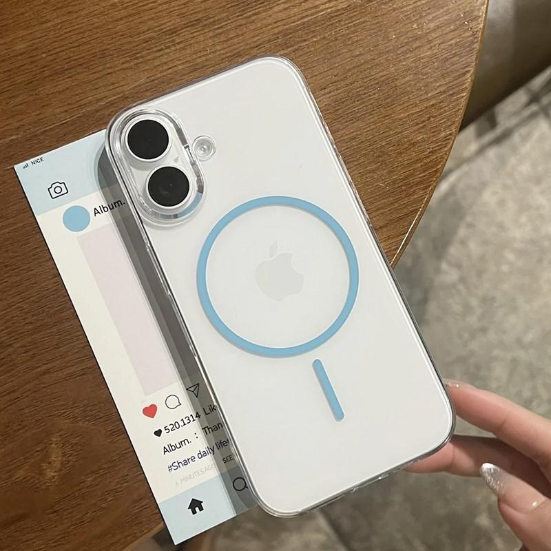 Ultra Thin Transparent Wireless Charge Magsafe Phone Case for iPhone 12 13 14 15 16 Pro Max Plus Magnetic Hard PC Clear Cover