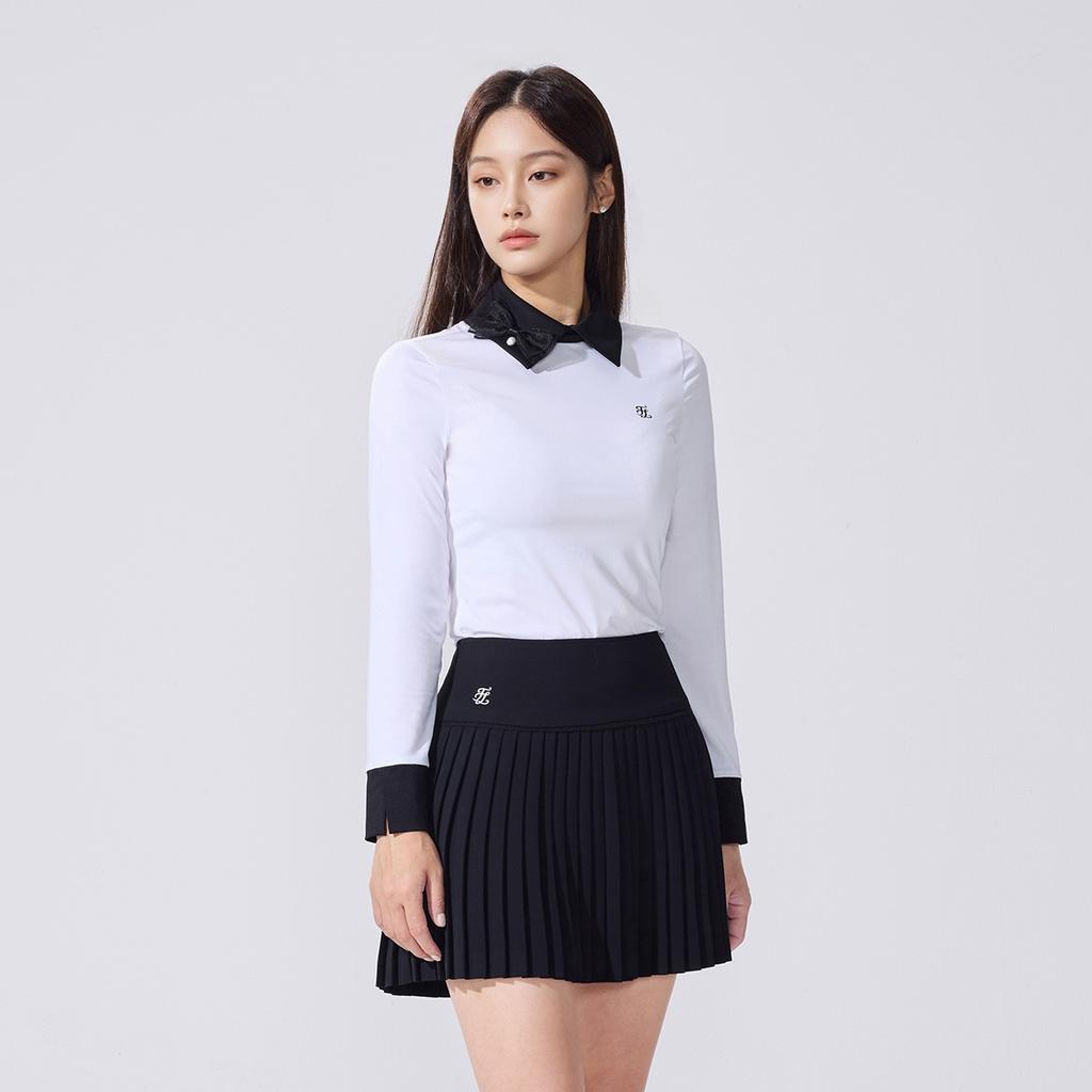 FAIRLIAR GOLF Ribbon Color Block Long Sleeve T-Shirt (White)