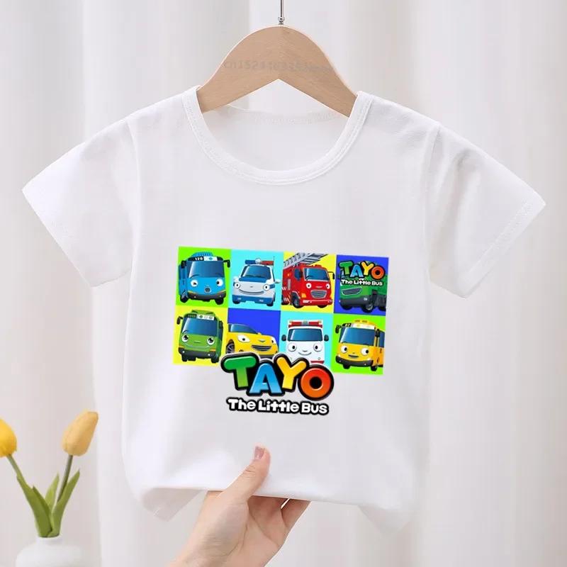 Tayo the Little Bus Print Kids T-shirt Children's Clothes 2026 Summer Cartoon Cute Baby Girls Clothing Boys Short Sleeve T Shirt