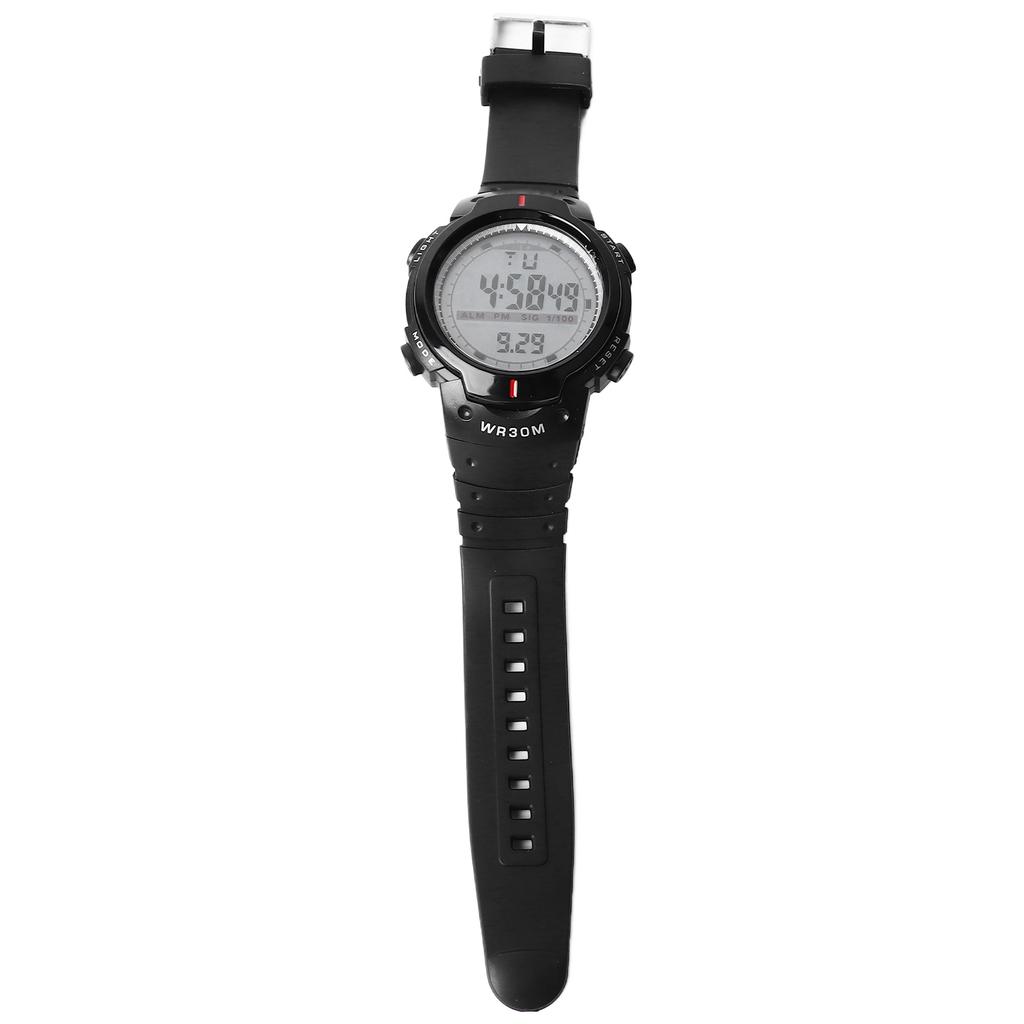 Men Electronic Watch Waterproof Large Screen Night Light Sports Watch for Outdoor Black