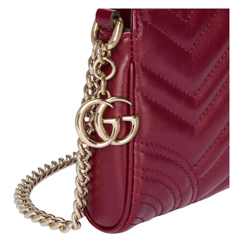 Gucci GG Marmont Logo Double G Zipper Leather Underarm Shoulder Bag Small Women shoulder bag Red 847589-DTDFT-6207