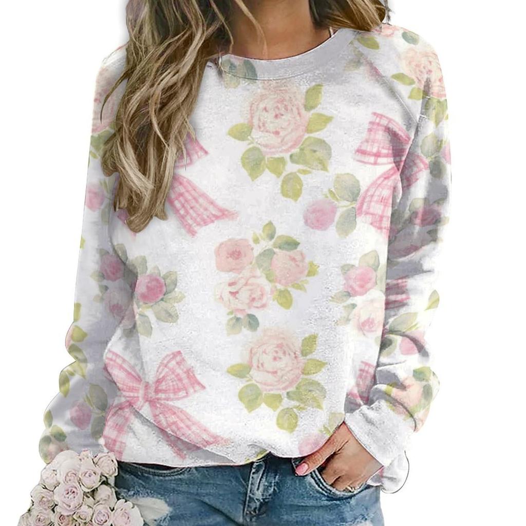 Floral Flower Pattern 3D Print Sweatshirts Women New Casual O-Neck Hoodies Streetwear Y2k Pullovers Harajuku Tops Woman Clothing