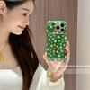 Green Floral Glitter Phone Case For iPhone 17 16 15 14 Pro Max Spring Garden Aesthetic Cute Flower Protective Cover