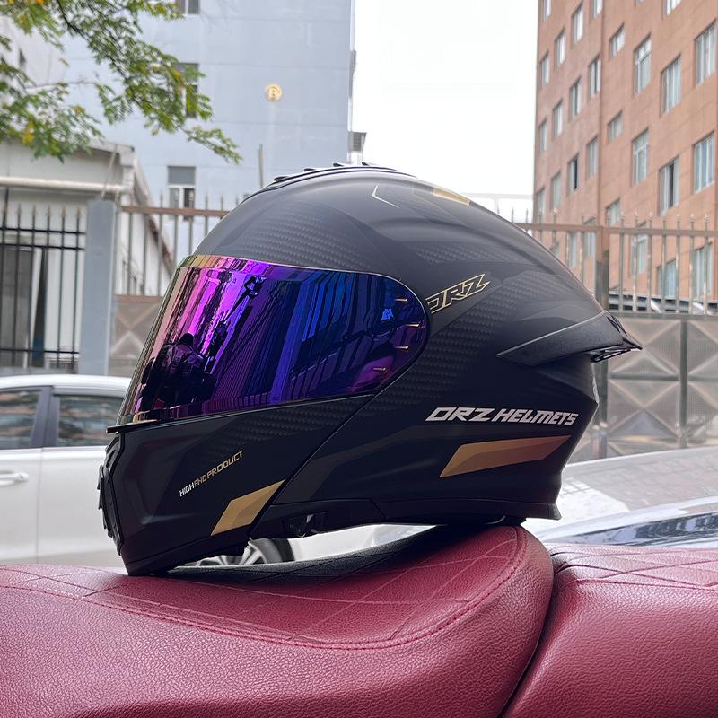 Electric vehicle helmet men's and women's face-opening helmet summer double mirror tail semi-full cover type personalized four-season Bluetooth couple