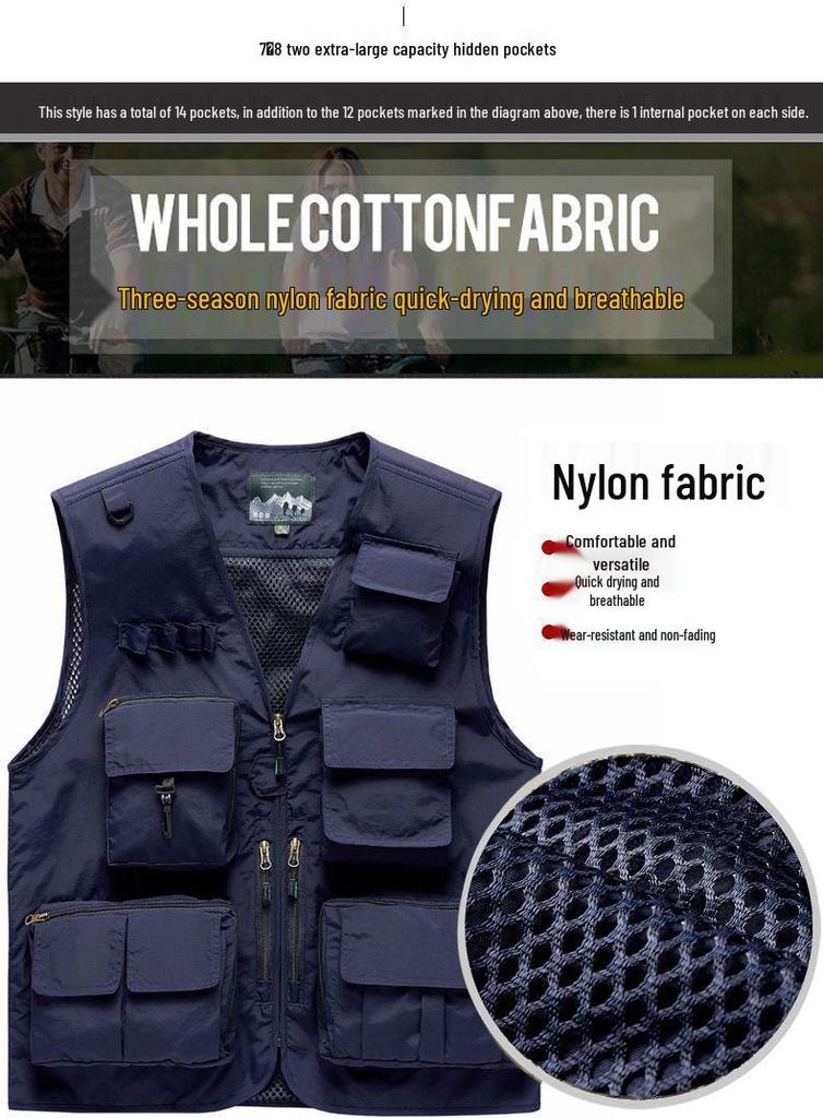 Individuelle reflektierende Arbeitsweste mit mehreren Taschen für Damen und Herren, geeignet für alle Jahreszeiten und ideal für Gruppenkäufe & Fotografie.