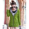 Women's Casual Fleece Hooded Jacket, Solid Color Long Sleeve Zip-Up Sweatshirt Fall/Winter Outerwear