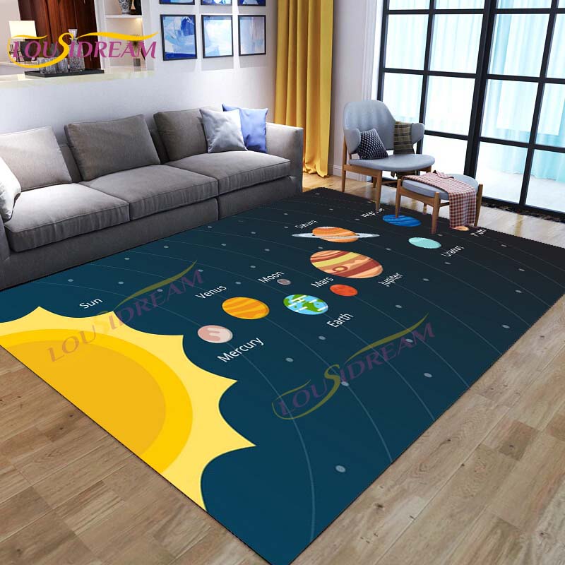 3D Colored Space Mat Galaxy Rug Starry Sky Carpet for Living Room Bedroomt Sofa Planet Rug Nursery Play Rug Floor Mat Home Decor