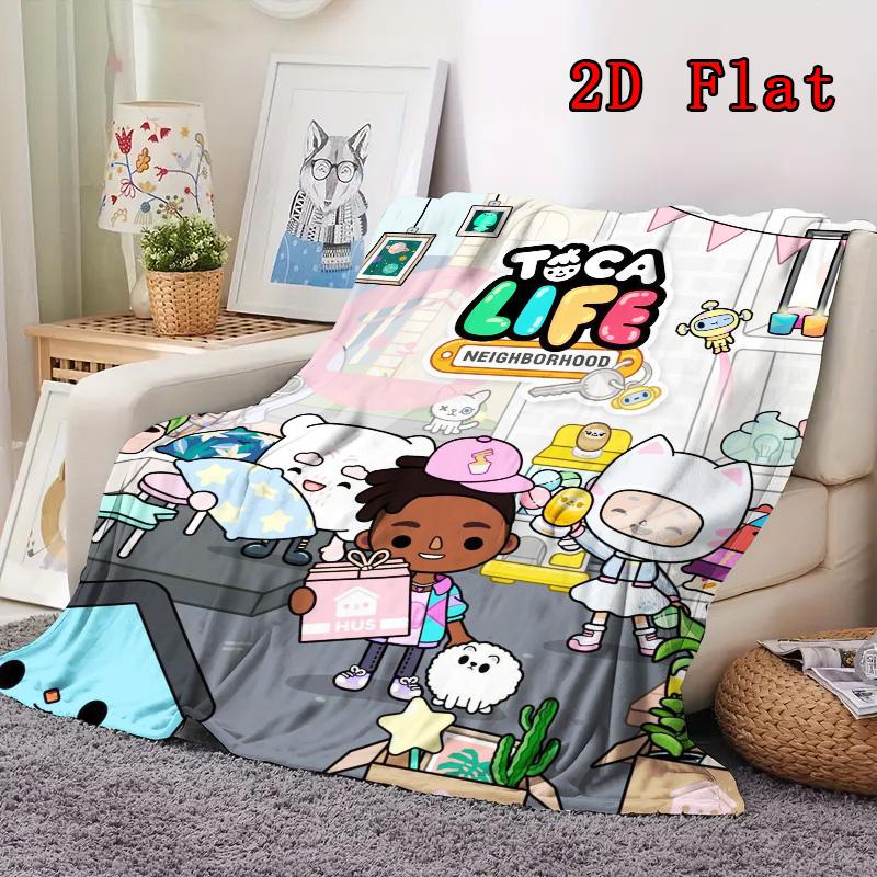 Toca Boca Life 2D Flaches Muster Flanelldecke Hohe Qualität Ganzjahreszeiten Wärme und Komfort Perfekt für Weihnachtsgeschenke.PMT0914208