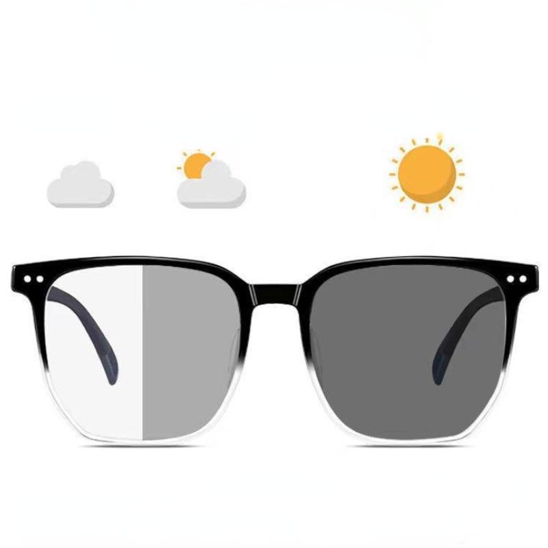 Light Sensitive Color Changing Glasses Large Framed Glasses Glasses Turn Gray Fashion Decorative Glasses 0