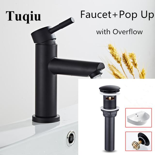 Bathroom Faucet Solid Brass Bathroom Basin Faucet Cold And Hot Water Mixer Sink Tap Single Handle Deck Mounted Brushed Gold Tap