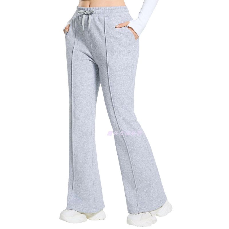 

Trade Plus size Autumn and Winter Polyester Cotton Fleece-lined Thickened Women s Mid-High Waist Outdoor Leisure Sports Slightly Flared Trousers 845 Ash XL