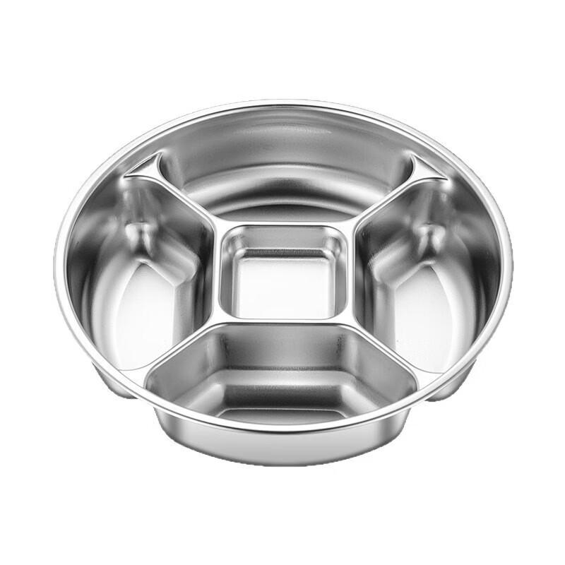 Round 5-Compartment Stainless Steel Serving Plate