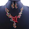 Lady Bridal Vinatge Butterfly Flower Bib Statement Necklace Earrings Jewelry Set