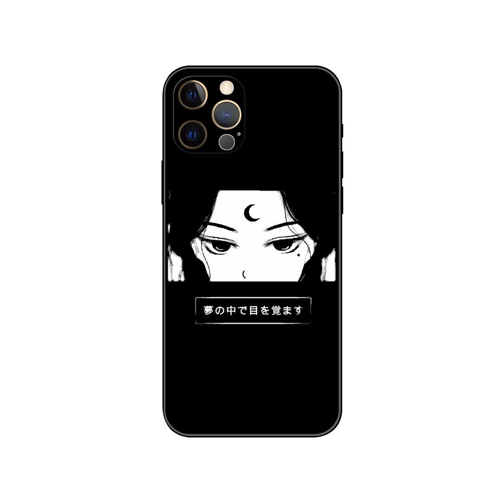 Paradise Japanese aesthetic phone case for iphone 5 2020se 6 6s 7 8 plus x 10 XR XS 11 12 13 mini pro MAX black tpu back cover