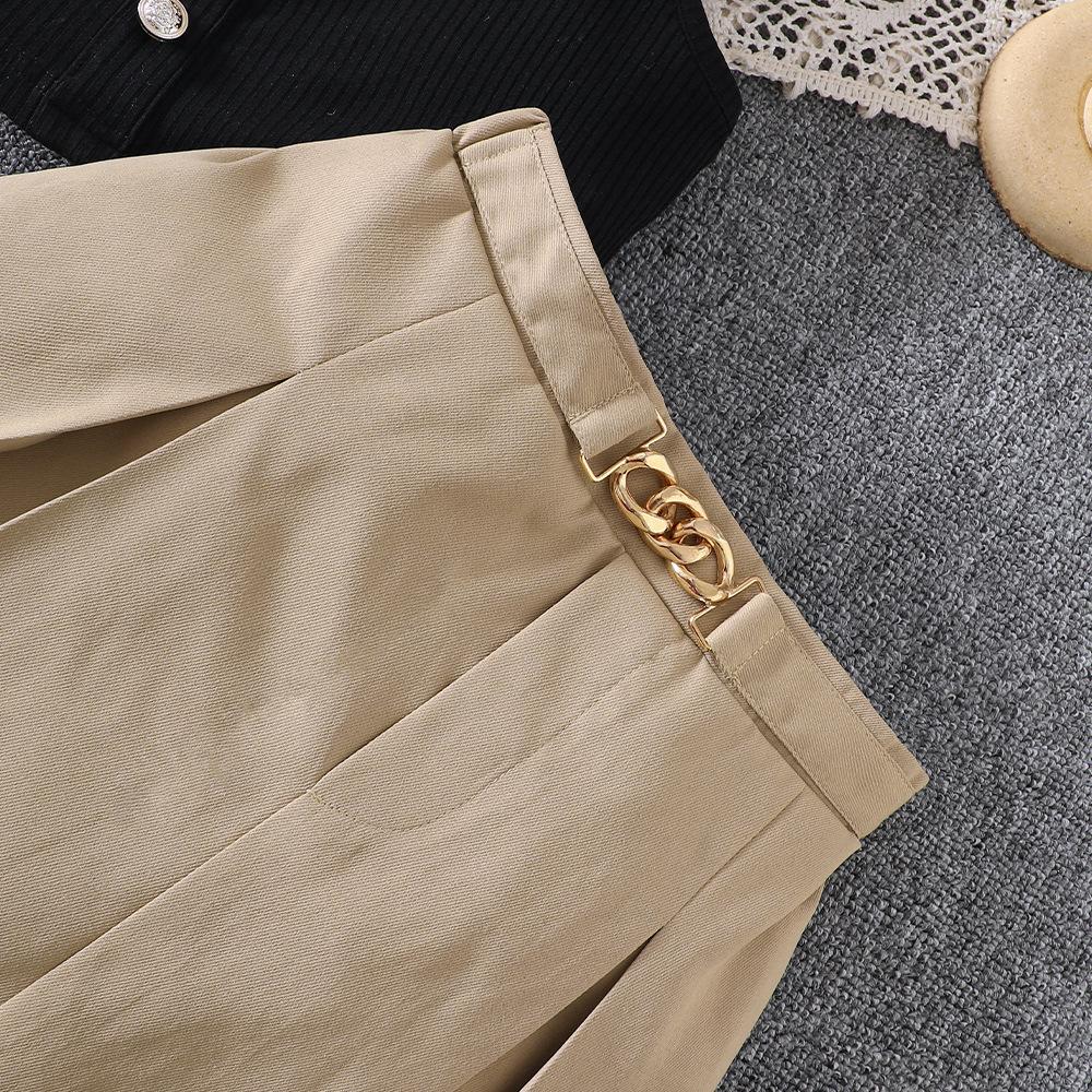 Çocuk Etekleri Çocuk Giyim 8-12Y Kız Çocuk İlkbahar-yaz Yeni Örme Halter Pilili Etek Moda Takım