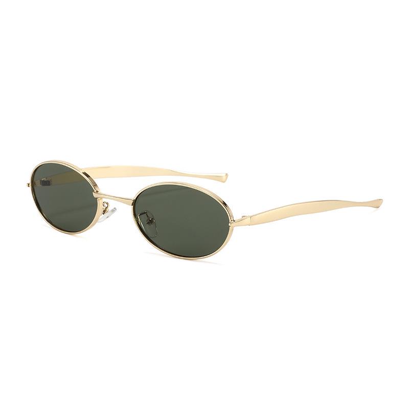 European & American Oval Frame Sunglasses - Fashionable Metal Design, High-End Runway Style