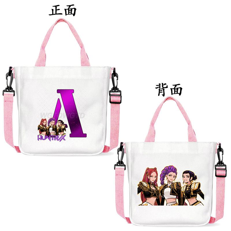 Anime Cartoon 26 Letter Print Shoulder Backpack Large Capacity Student Canvas Bag Multifunctional Messenger Bag no specification