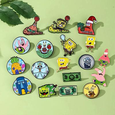 Broche Decoración Lindo Dibujo Animado Bob Esponja Patricio Estrella Insignia Ropa Bolsas Accesorios Pines Pequeños Regalos