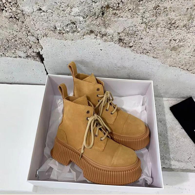 Cow Suede Leather Western Mid Calf Boots Women Round Toe Block Heels Autumn Winter Ankle Boots Ladies Shoes