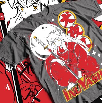 Inuyasha Sesshomaru Tričko Červený Měsíc Inu Yasha Anime Černé Krátký Rukáv Všechny Velikosti