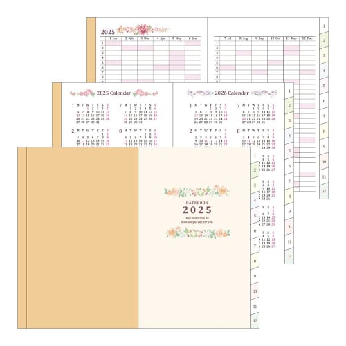 Midori Pocket Diary Notebook 2025 Mini Monthly Country Time Floral Pattern 22294006 (Starting In January 2025)