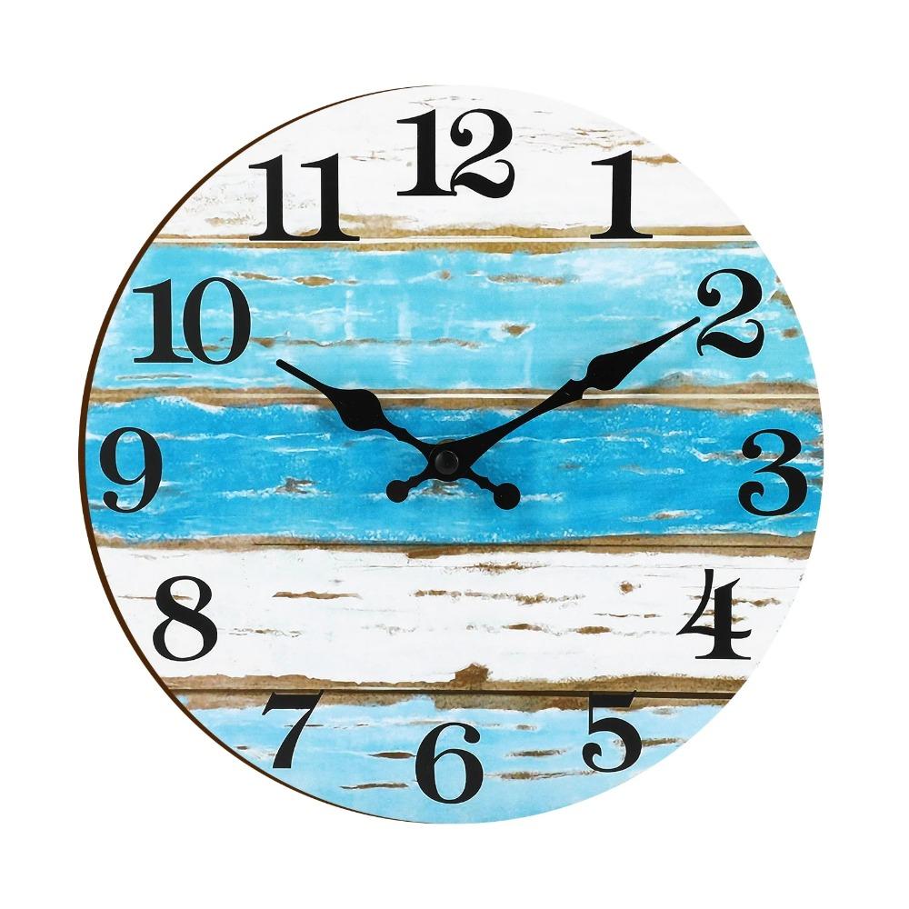 11.8 Inch Wall Clocks Battery Operated, Silent Outdoor Clock No Ticking Kitchen Wall Clock for Living Room Decor, Round Retro Rustic Style Wall Clock