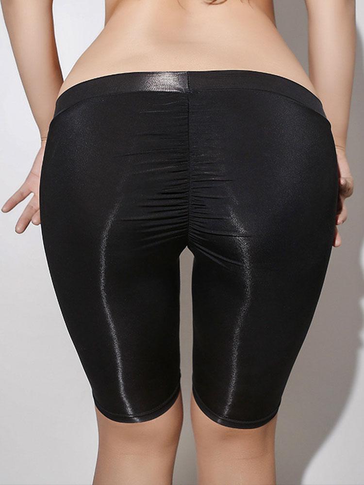 Hochelastische Damen-Shorts Ölglänzend Transparent Sexy Niedrige Taille Panties Push-Up Po Eng Anliegende Shorts Damenbekleidung Yoga-Shorts