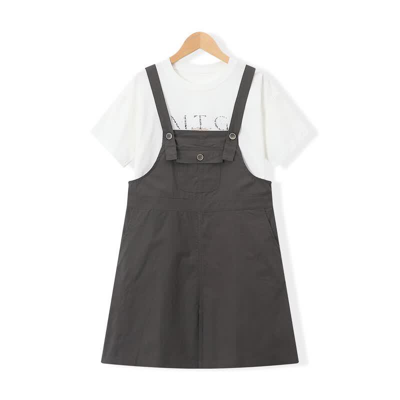 Montagut Girls' Summer 2026 Casual Overalls Dress & Tee Set
