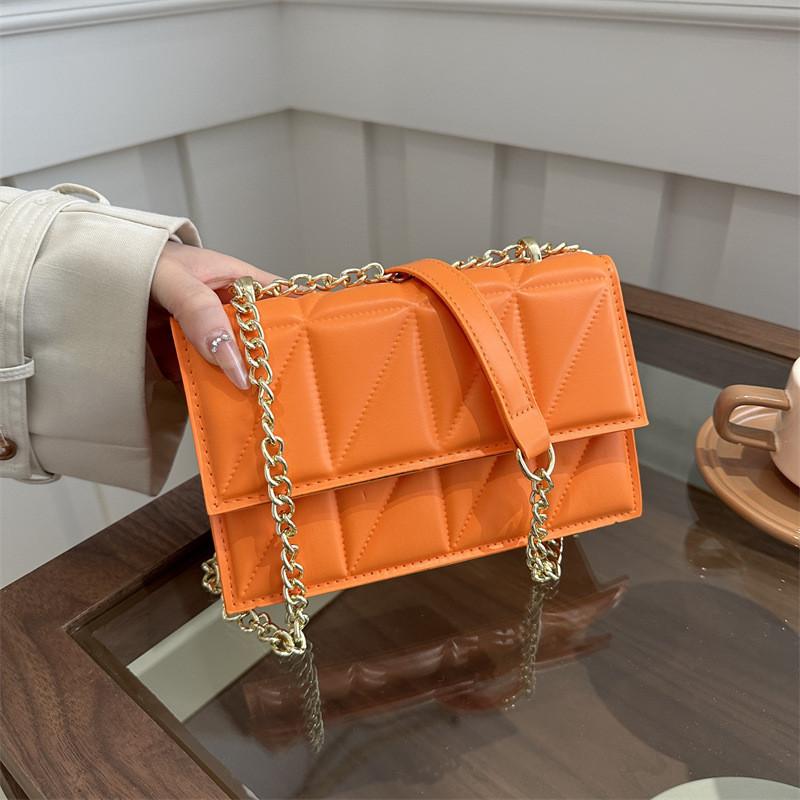 2024 New Korean Style Mini Shoulder Bag With Chain Embroidery Street Chic Soft Pu Leather Crossbody Bag For Women In Various Colors