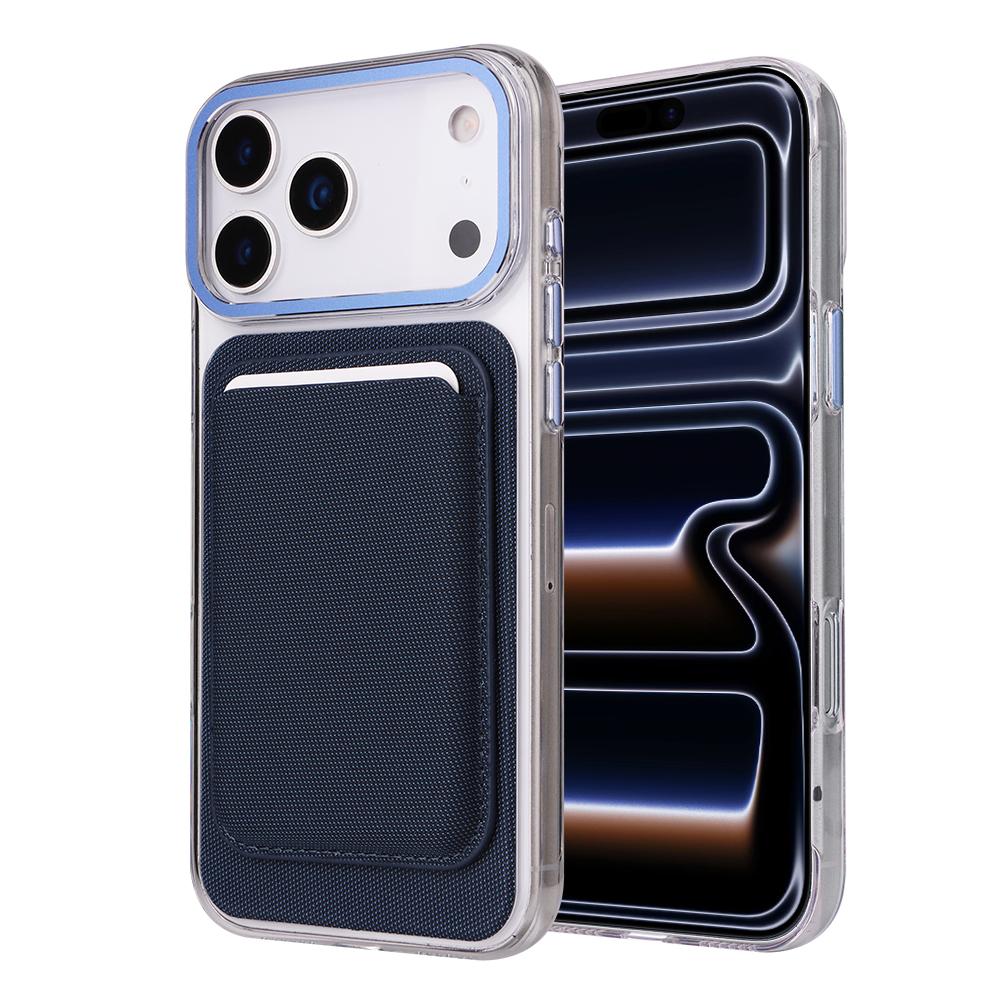 Porte-cartes détachable 2 en 1 Tissu technique magnétique Color block Coque antichoc pour téléphone pour iPhone 17 Pro max 16 15 Pour Magsafe