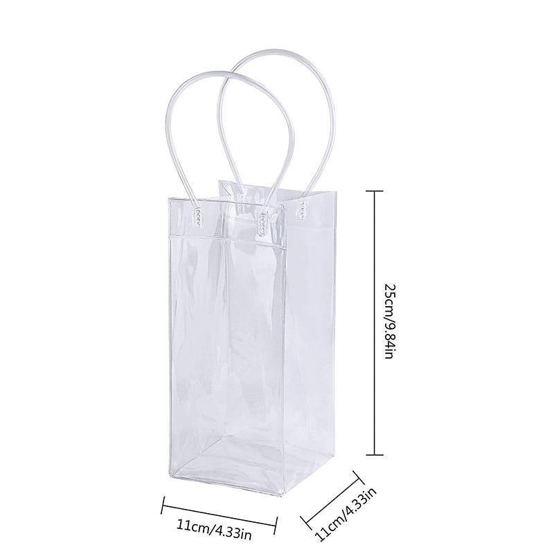 1Pc PVC Leakproof Ice Bag Eco Friendly Transparent Ice Pack Portable Ice Bucket Wine Champagne Bottle Chiller with Carry Handle
