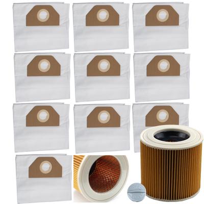 Rosfix Zestaw Worków I Filtra Do Odkurzacza – 10 Worków + Wzmocniony Filtr | 2-Warstwowy Papier | Pasuje Do Kärcher WD2–WD3