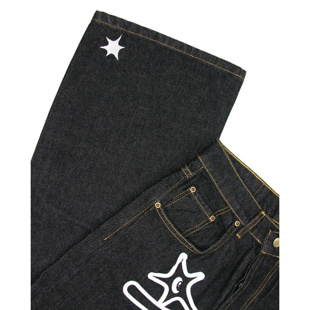 RogueWave Street Clothing Y2K Jeans Harajuku Letter Print Pattern Print Loose Jeans New High Waisted Wide Leg Pants