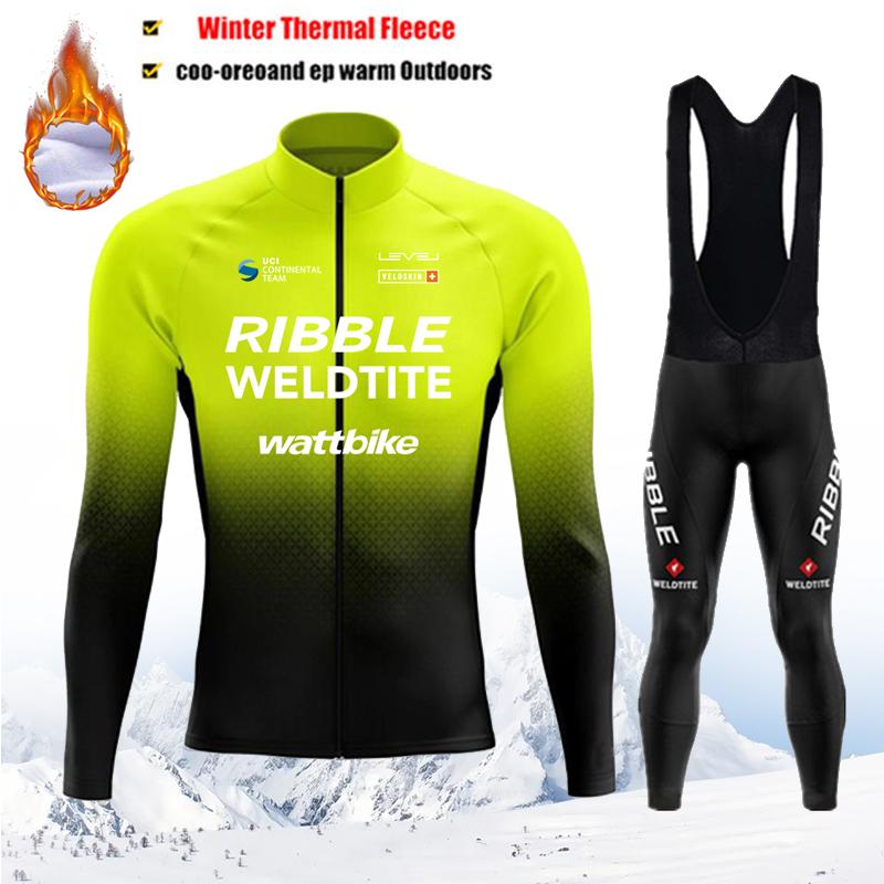 Winter Thermal Fleece Cycling Jersey Set Maillot Ropa Ciclismo Keep Warm MTB Bike Wear Bicycle Clothing Blue Cycling Set