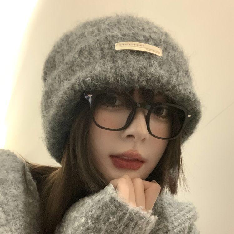 

Fleece autumn and winter wool stacking hat big head circumference versatile casual cold hat warm hat couple ear protection knitted hat 54-62cm (elastic) сірий колір