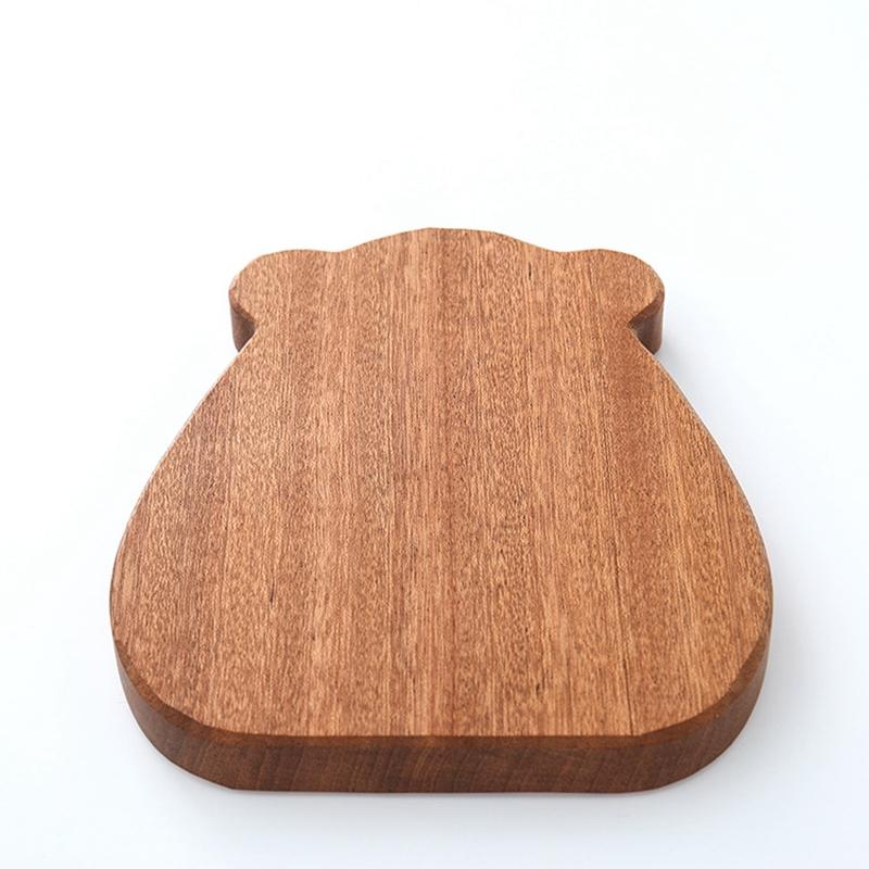 A84X-Wooden Board Cutting Board Cute Bear-Shaped Bread Tray Black Walnut Kitchen Board