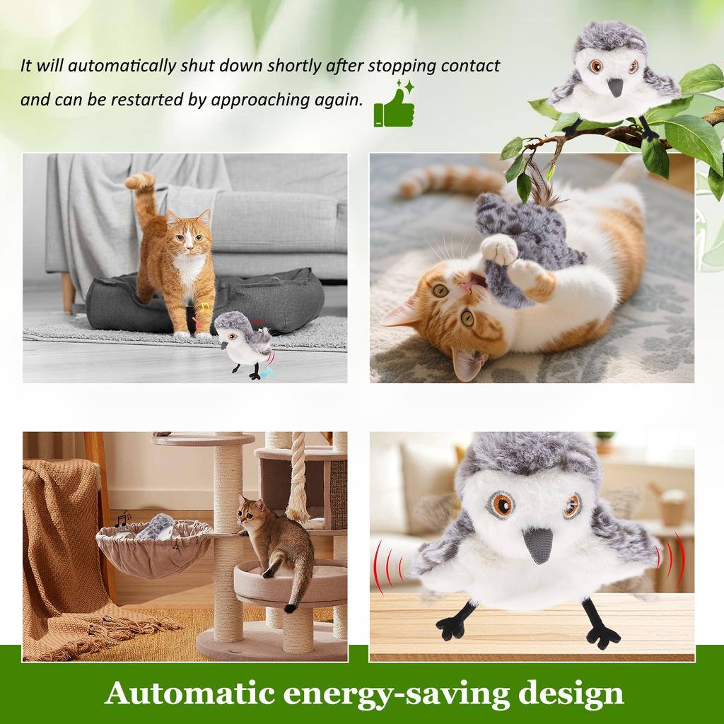 Flapping Sandpiper Cat Toy Interactive Electric Fluttering Sparrow Realistic Bird Flying Toys Engaging Pet Play Accessory