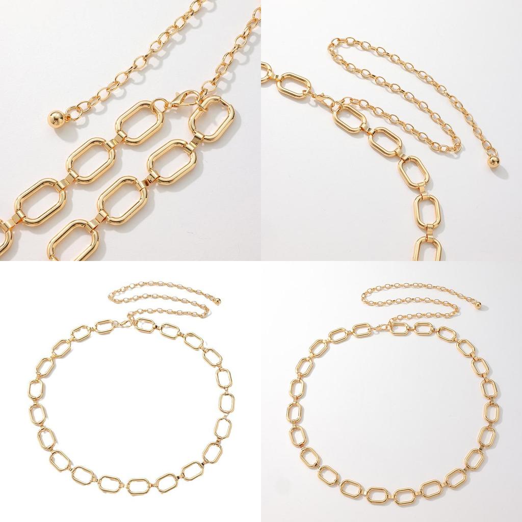 Geometric Oval Metal Belt Chain For Women With Elegant Design For Casual And Office Wear