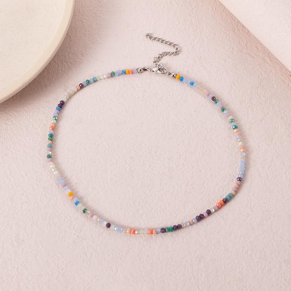 Bohemia Choker Necklace Handmade Neck Chain Rainbow Seed Beads Necklace  Women's Collar Jewelry