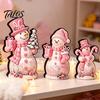 Christmas Village Display Pieces 3Pcs Wooden Tabletop Decor, Cute Snowman Gingerbread Man Figurines, Festive Figures Table Centerpiece, Rustic