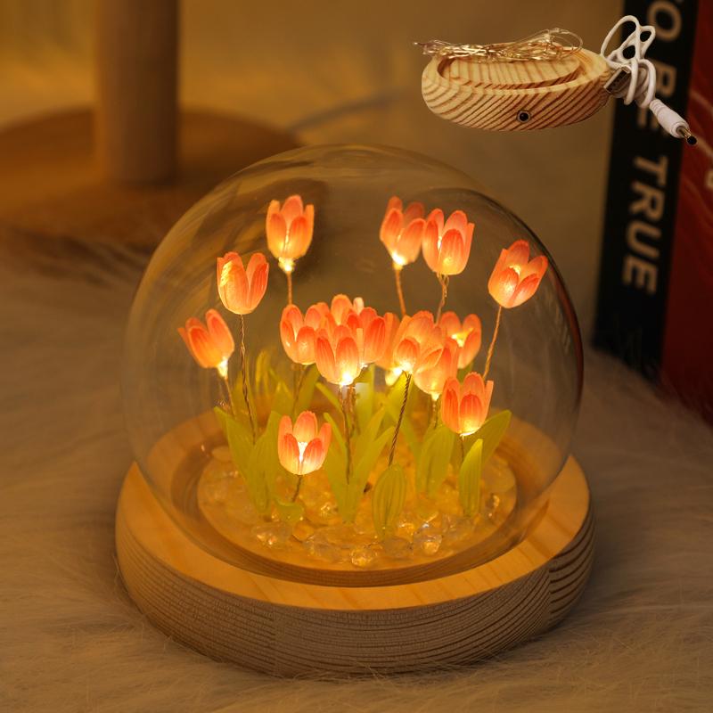 DIY Tulip LED Night Light Kit - Handmade Bedroom Ornament for Qixi Festival or Birthday Gift